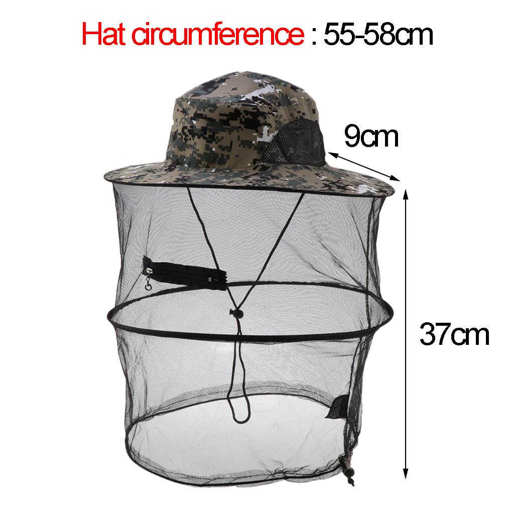 Outdoor Camping Mosquito Head Net Hat Cap Mesh Face Mask Beekeeper