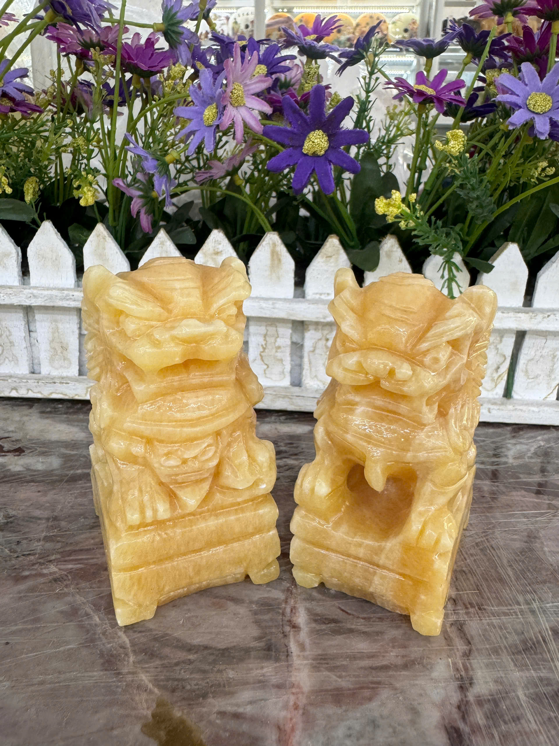 Cặp tượng Kỳ Lân phong thủy đá ngọc - Cao 10 cm