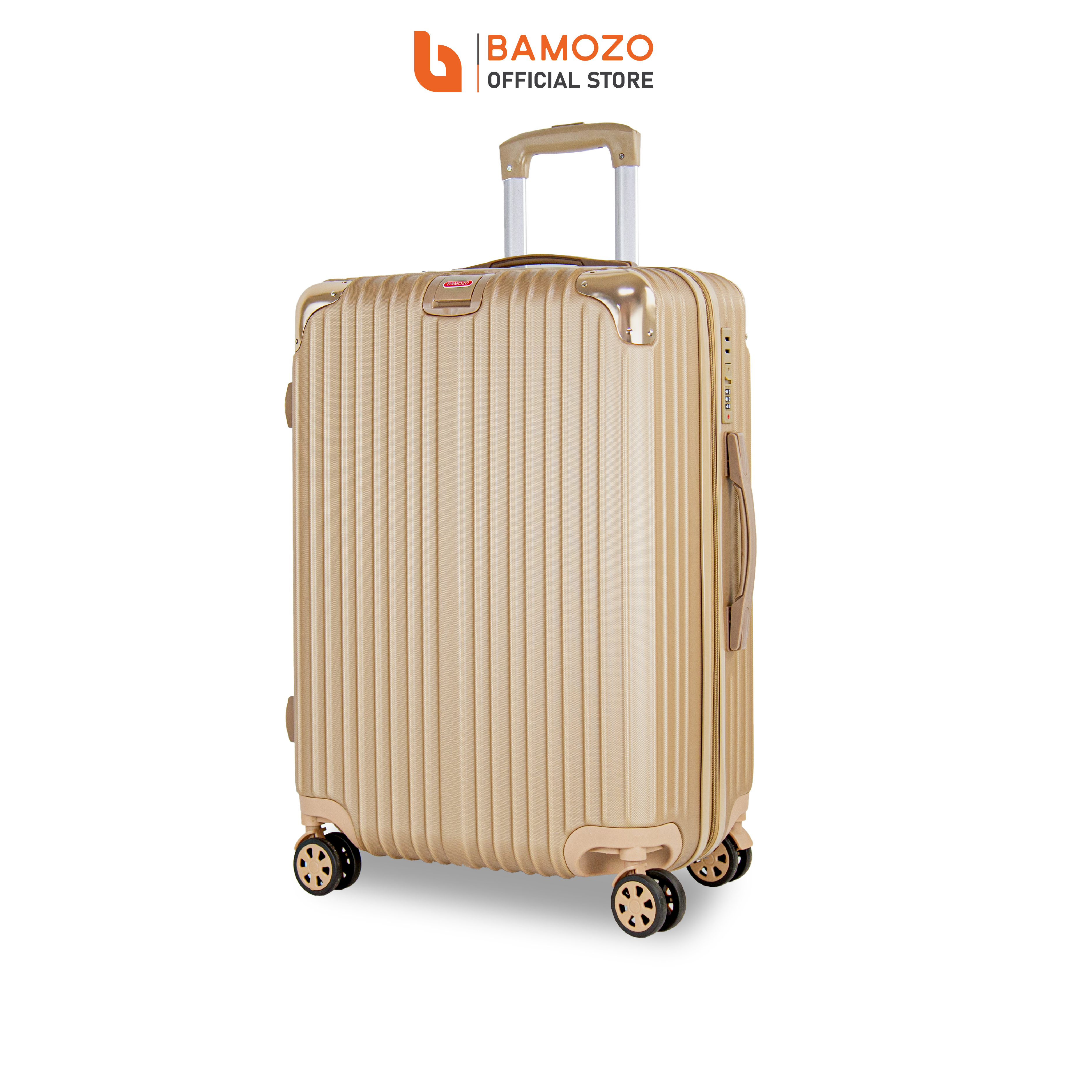 Vali du lịch BAMOZO 8809 MÀU VÀNG ĐỒNG size 20/24/28 , vali nhựa kéo bảo hành 5 năm