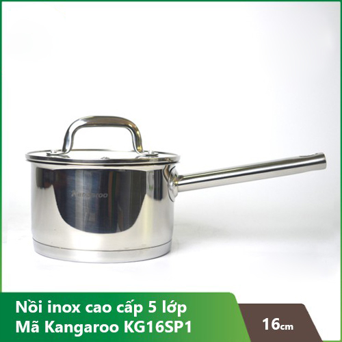 Nồi inox Kangaroo vung kính có tay cầm KG16SP1 (size 16cm)