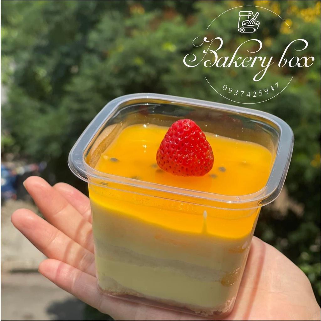 B10-08 | Set 50c Hộp Nhựa Vuông Đựng Bánh Lạnh - Bánh Mousse - Tiramisu - Rau Câu