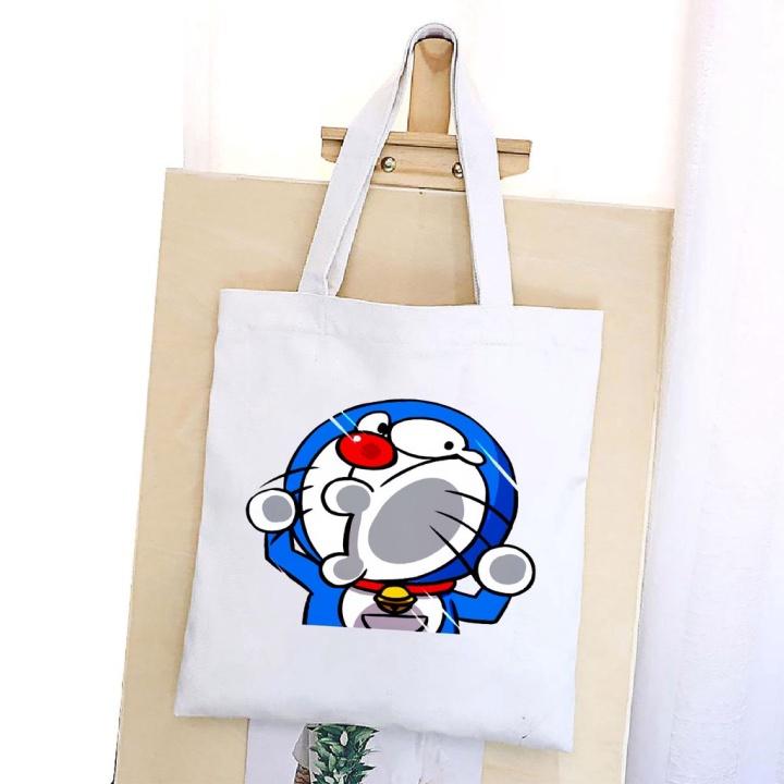 TÚI VẢI MEO MAY ĐORA ĐEO VAI TOTE CANVAS BAG CÓ KHÓA KÉO SIZE LỚN 33x38cm PHONG CÁCH CÁ TÍNH HOT TREND aomi