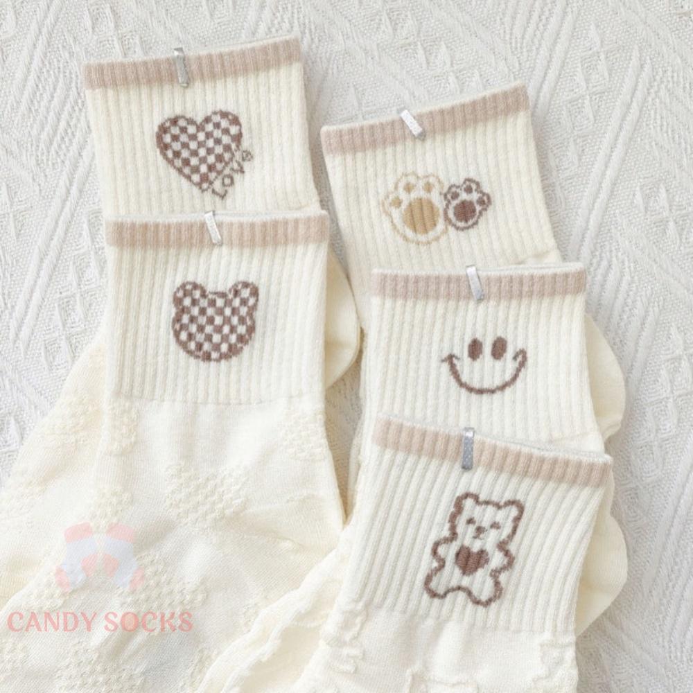 Tất nữ vớ nữ cổ trung, Set 5 đôi tất nữ phong cách Hàn Quốc, co dãn 4 chiều, chất liệu cotton Hàn cao cấp TN-229