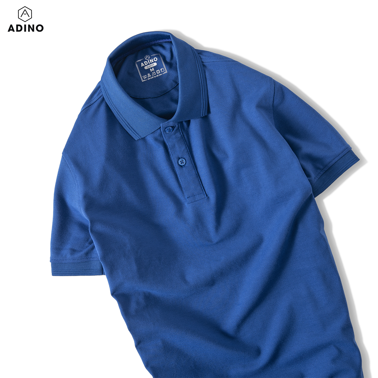 Hình ảnh Áo polo nam màu xanh bích đậm phối viền chìm ADINO vải cotton polyester mềm dáng slimfit công sở trẻ trung năng động AP83