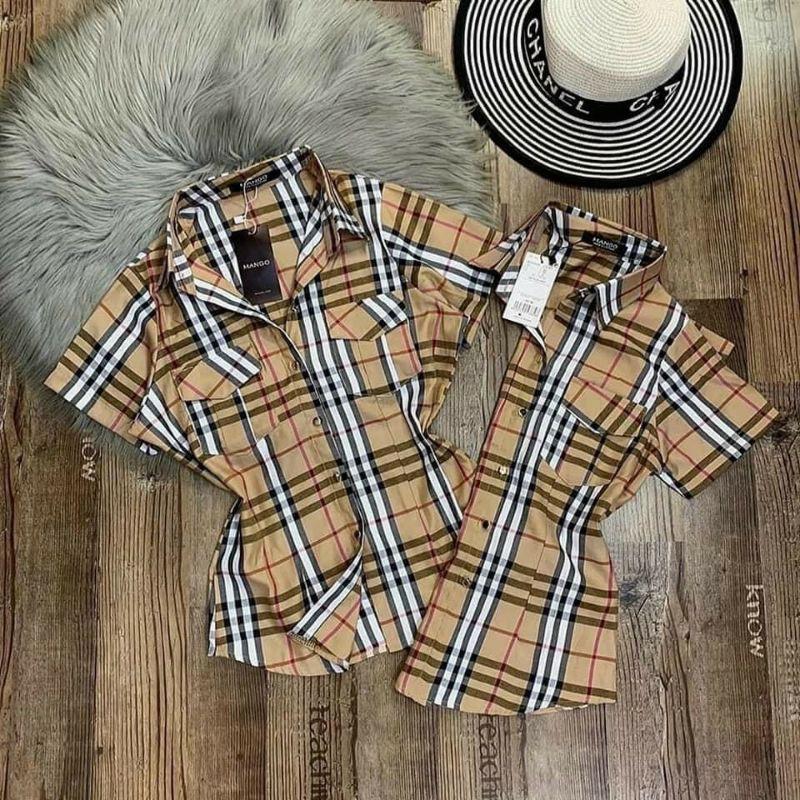 ÁO SƠ MI KẺ NÂU TAY NGẮN