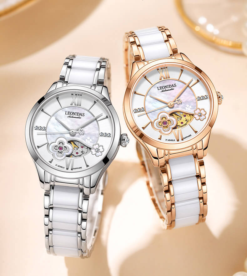 Đồng hồ nữ chính hãng LEONIDAS LD80173-2 Kính sapphire ,chống xước ,Chống nước 50m ,Bh 24 tháng,Máy cơ (Automatic)