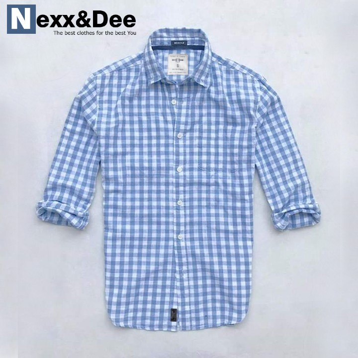 Áo sơ mi nam tay dài kẻ caro công sở vải oxford denim cao cấp Nexx&Dee SM01