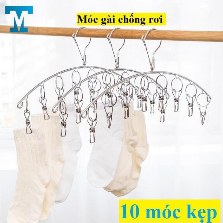 MÓC TREO PHƠI QUẦN ÁO INOX CHỐNG RƠI 10/20 KẸP CỐ ĐỊNH - Treo đồ nhà tắm, khăn tay, tất vớ, đồ lót