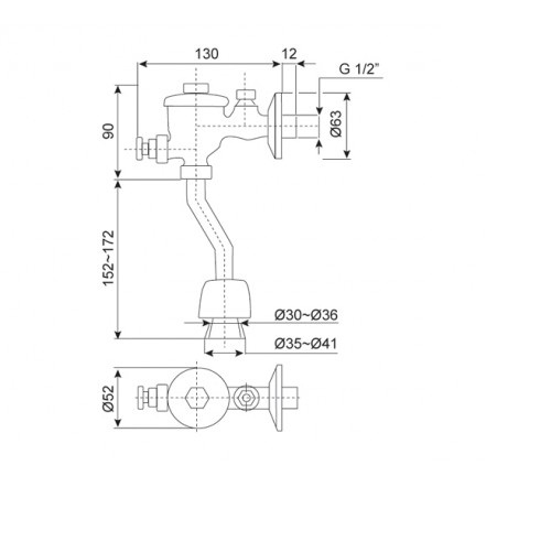 Van nhấn xả  bồn tiểu nam  American Standard WF-9802