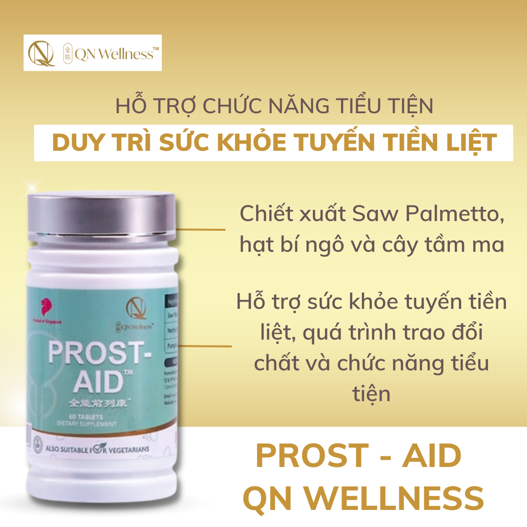 Viên Uống Bổ Sung Prost-Aid QN Wellness Chiết Xuất Saw Palmetto Hỗ Trợ Trao Đổi Chất, Tăng Cường Sức Khỏe Tuyến Tiền Liệt & Chức Năng Tiểu Tiện - Hộp 60 Viên