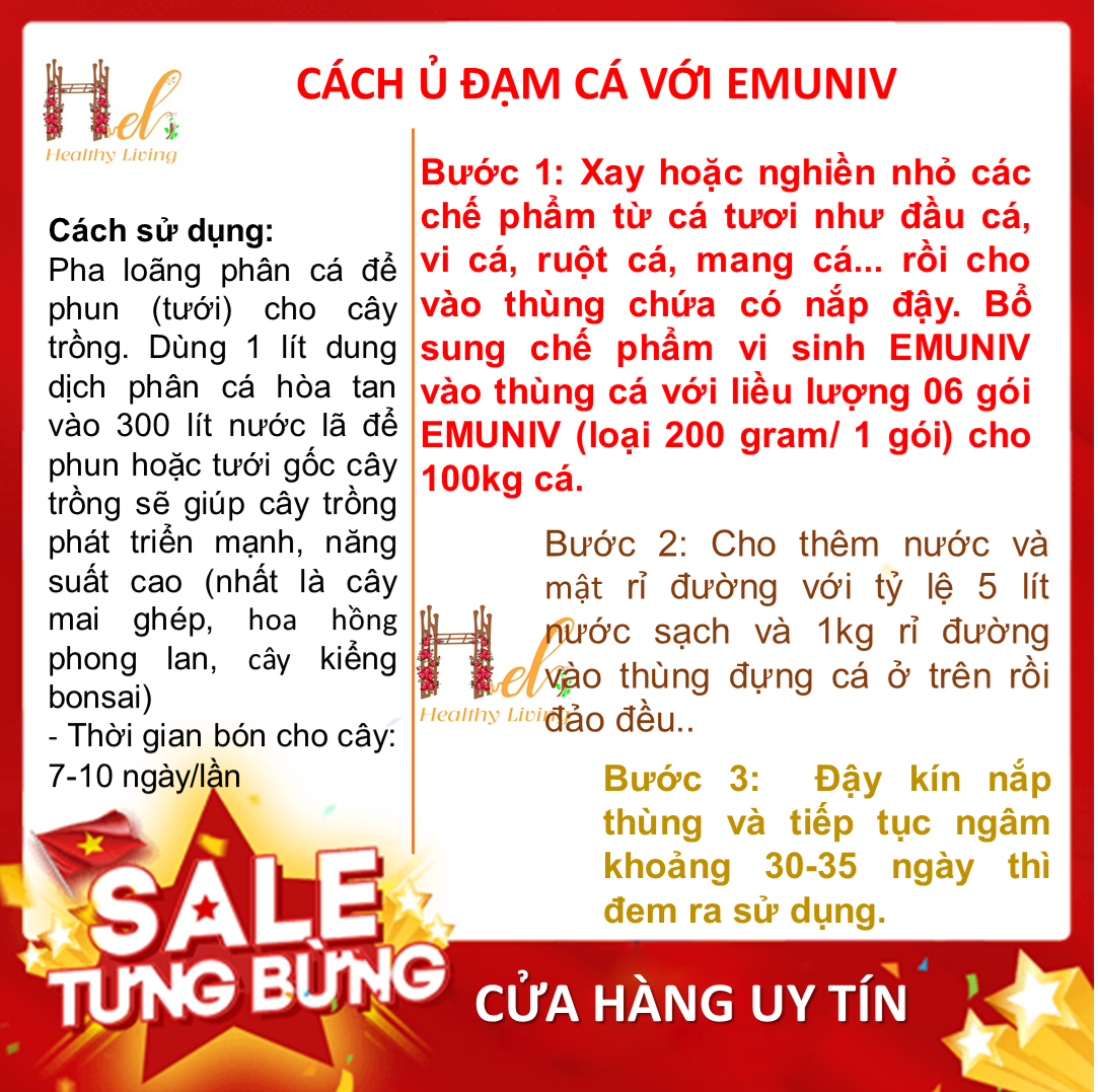 Chế phẩm vi sinh EM EMUNIV dùng ủ phân cá, ủ rác thải hữu cơ vi sinh, chuyển hóa phân bón, ủ bánh dầu, ủ phân đậu tương