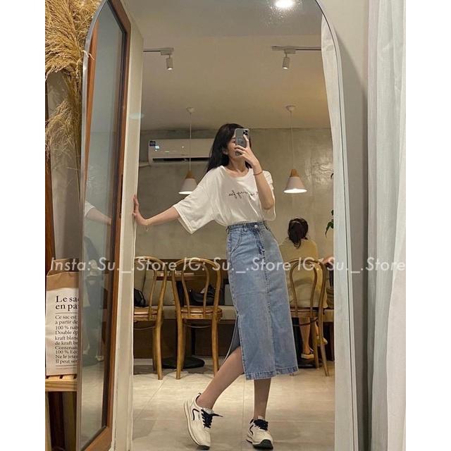 CHÂN VÁY JEANS DENIM XẺ SƯỜN TRÁI #926