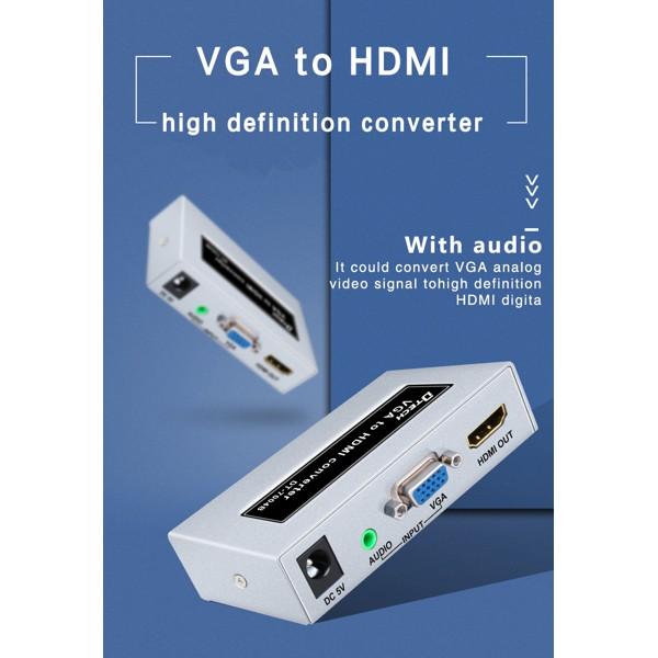 Bộ chuyển đổi tín hiệu từ máy tính cổng Vga sang màn hình LCD cổng HDMI Dtech DT 7004B hàng chính hãng
