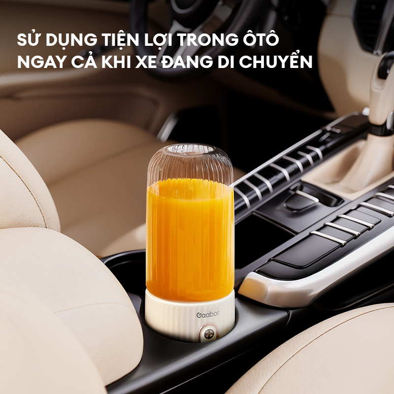 Máy xay sinh tố cầm tay mini Gaabor FP03T-WH01A 350ml công suất 50W ly xay nhỏ gọn tiện lợi tích điện cổng sạc USB - Hàng chính hãng