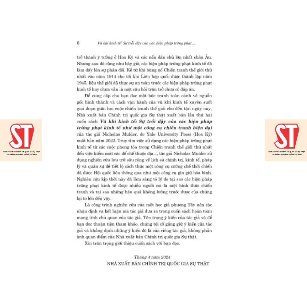 Sách - Vũ Khí Kinh Tế - Sự Trỗi Dậy Của Các Biện Pháp Trừng Phạt Kinh Tế Như Một Công Cụ Chiến Tranh Hiện Đại - NXB Chính Trị Quốc Gia