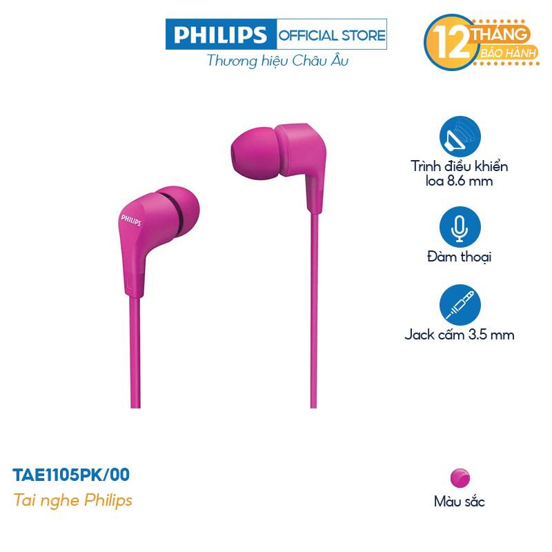 Tai nghe nhét tai Philips TAE1105PK/00 Màu hồng- Chính hãng phân phối