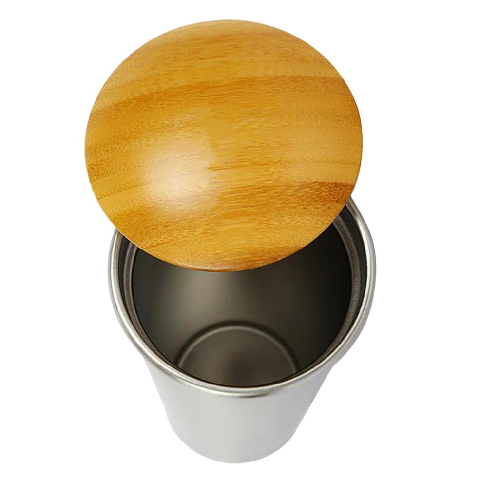 Stainless Steel Cup Camping Travel Coffee Tea Drinking Mug with Bamboo Lid