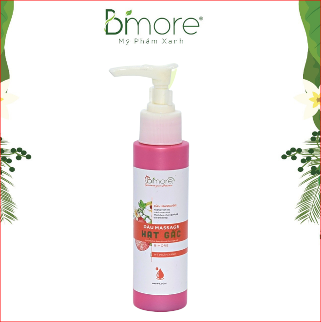 Dầu massage hạt gấc Bimore dưỡng da sáng mịn, tuần hoàn máu tốt, ngừa khô nứt nẻ