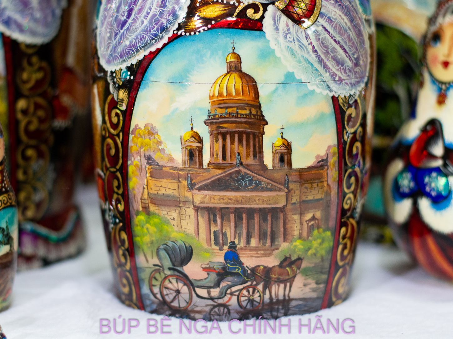 BỘ BÚP BÊ NGA MATRYOSHKA CAO CẤP CỠ LỚN 15 LỚP 35CM HOA VĂN "PHONG CẢNH SAINT PETERSBURG" CỰC ĐẸP VÀ SANG TRỌNG
