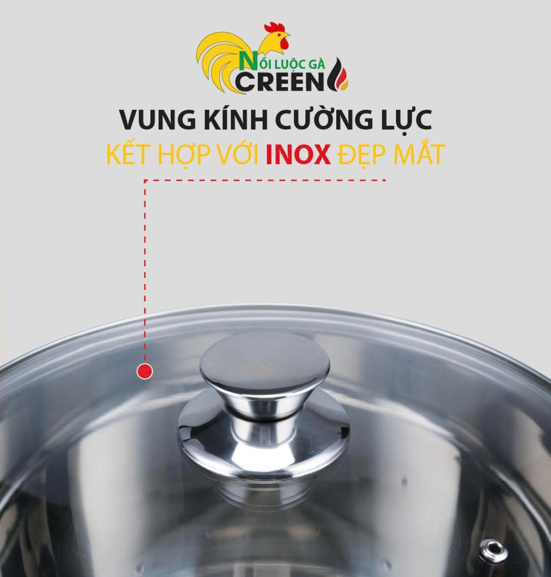 Nồi Luộc Gà inox304 28cm CREEN CR-S28 Đáy Từ 5 Lớp Công Nghệ Đức Bảo Hành 5 Năm - Hàng Chính Hãng