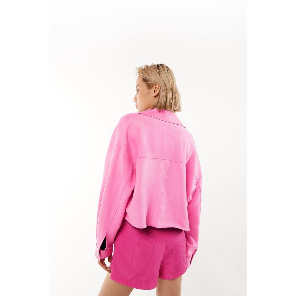 DOTTIE - Áo khoác ngắn vải seude nữ hồng T0568