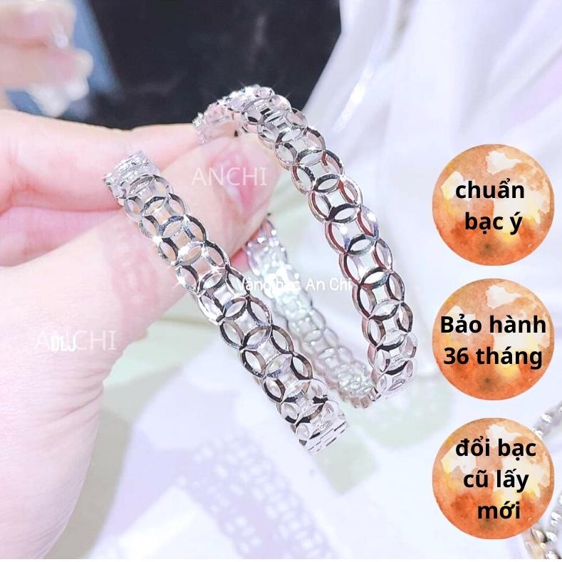 Lắc tay nữ bạc ta S99 xi kim, vòng tay kim tiền may mắn tài lộc ACJ300 trang sức Anchi