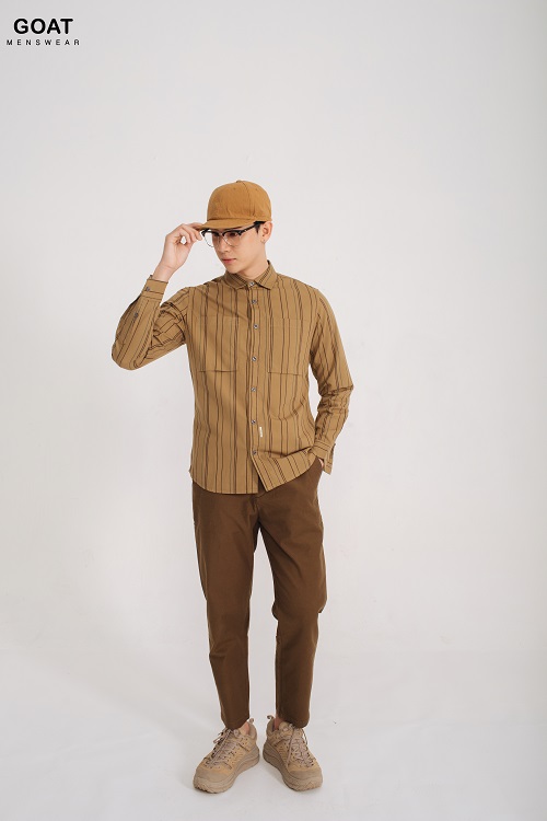 Áo Sơ Mi Sọc Nam Dài Tay Phong Cách Vintage- Hình Thật 100%