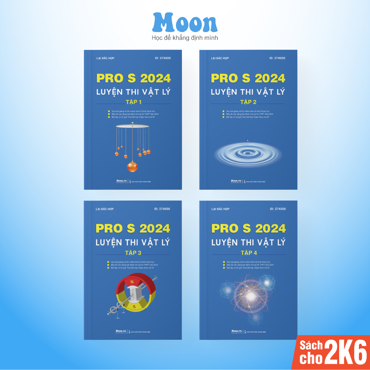 Bộ Sách ID MoonBook Luyện Thi Môn Vật Lý PRO S Kèm Khóa Học Cả Năm 2023 - 2024