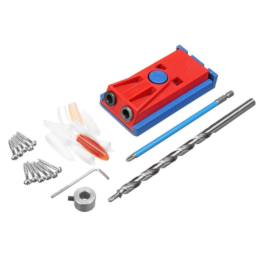 Mini Pocket Hole Jig Kit Joint Tool Woodworking Oblique Drill Guide Bits