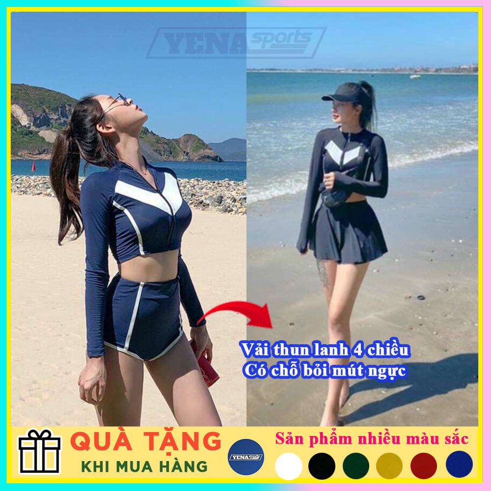 Đồ bơi nữ kín đáo tay dài quần đùi cho học sinh bikini 2 mảnh đồ bơi nữ sexy bikini DBN012