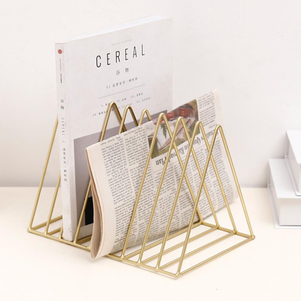 2x Desktop Book Magazine Shelf Holder Bookshelf for Home Office Decor Gold