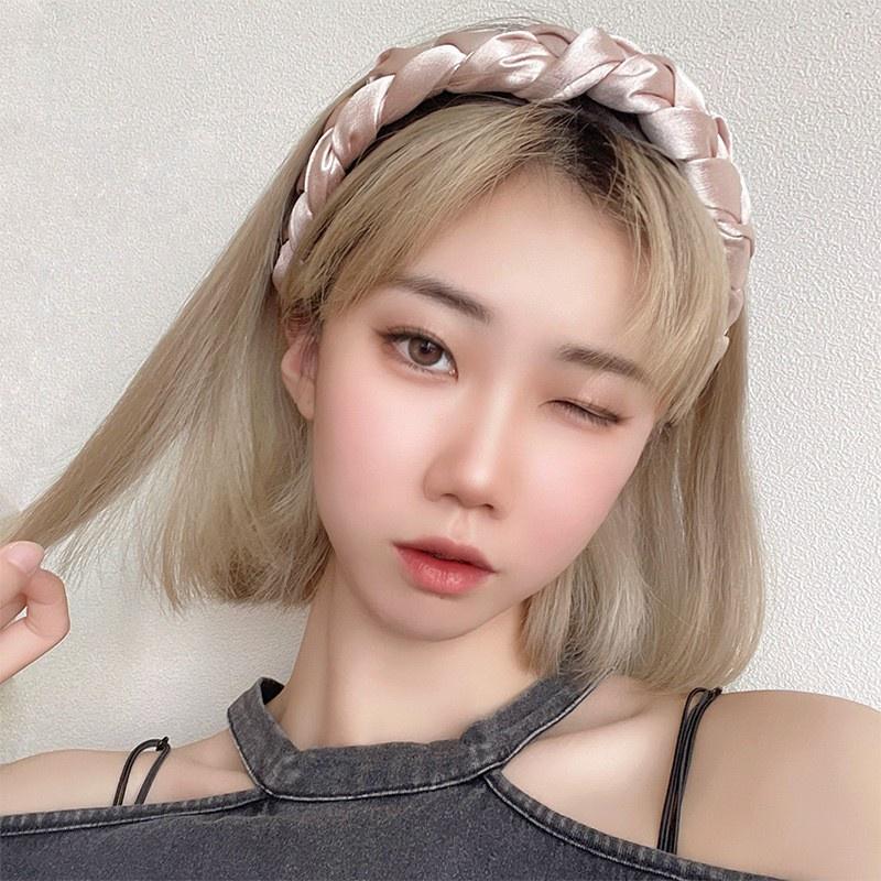 Bờm tóc trơn tết lụa satin nữ tính