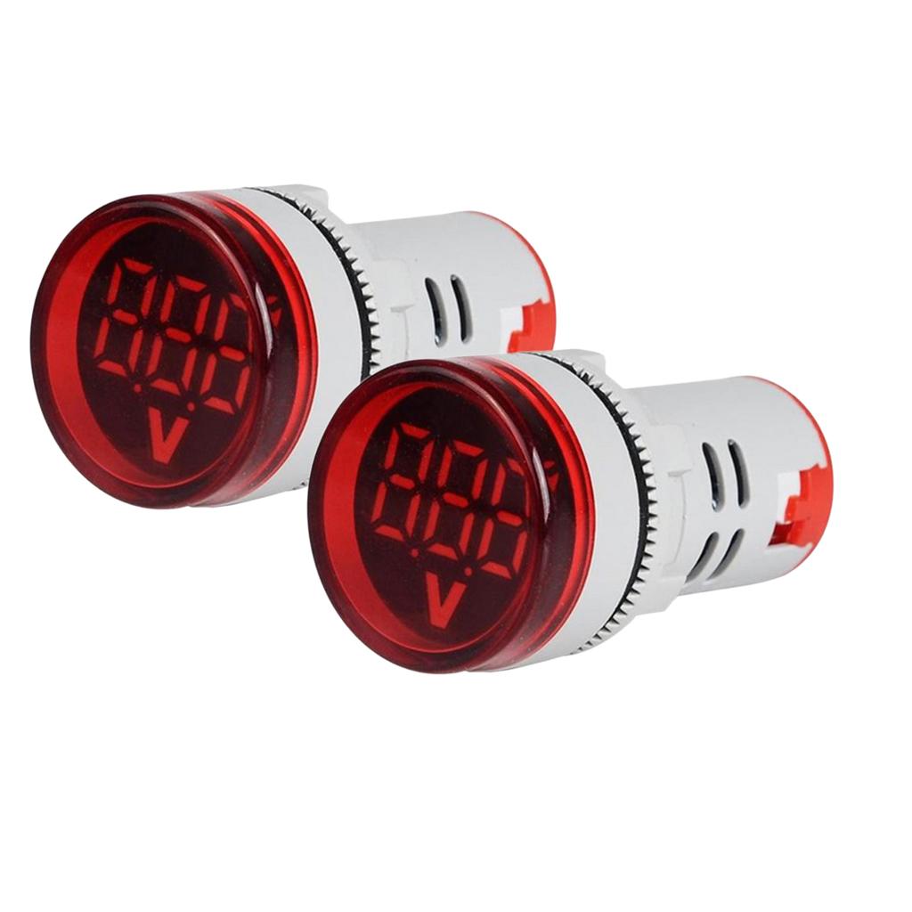 Lots 2 Plastic DIY Mini Voltmeter Round Voltage Meter LED Indicator Light Red