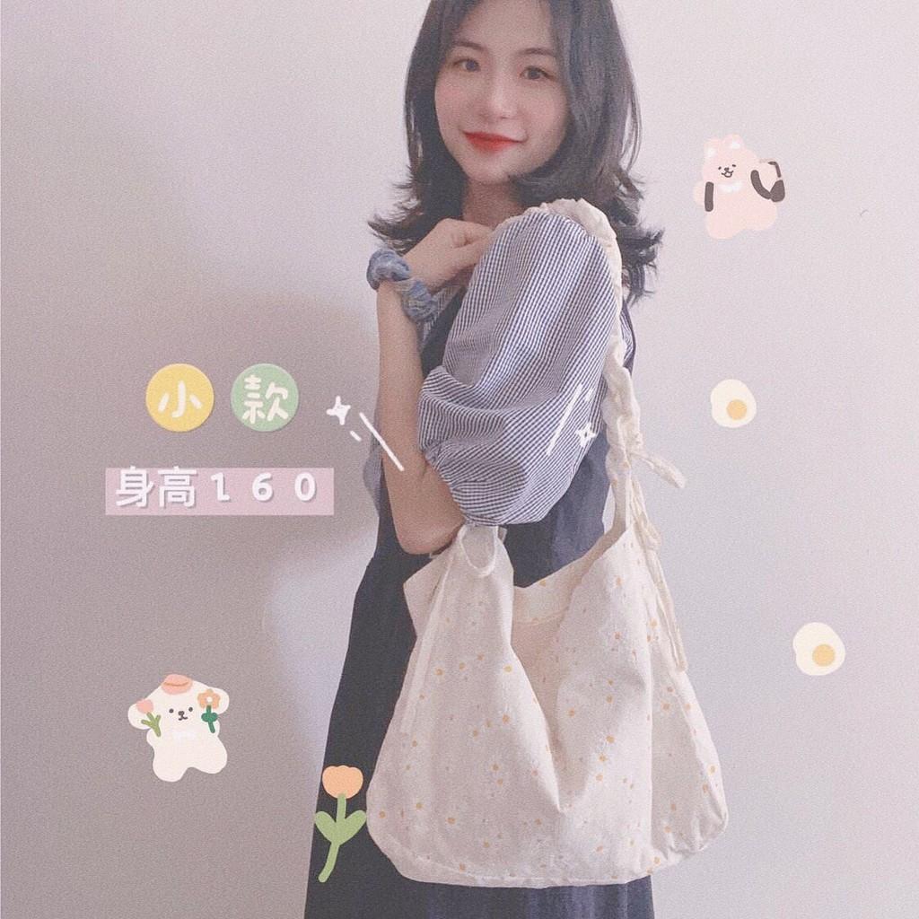 Túi tote vải ulzzang dây rút đeo chéo - Túi hoa cúc daisy - Túi đeo chéo tote