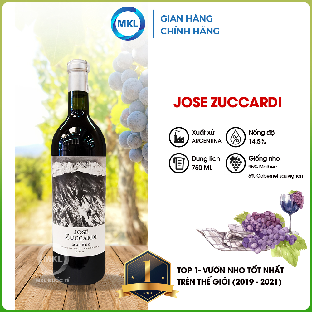 Rượu Vang Đỏ Jose Zuccardi 750ml 14.5% - Argentina - Hàng Chính Hãng