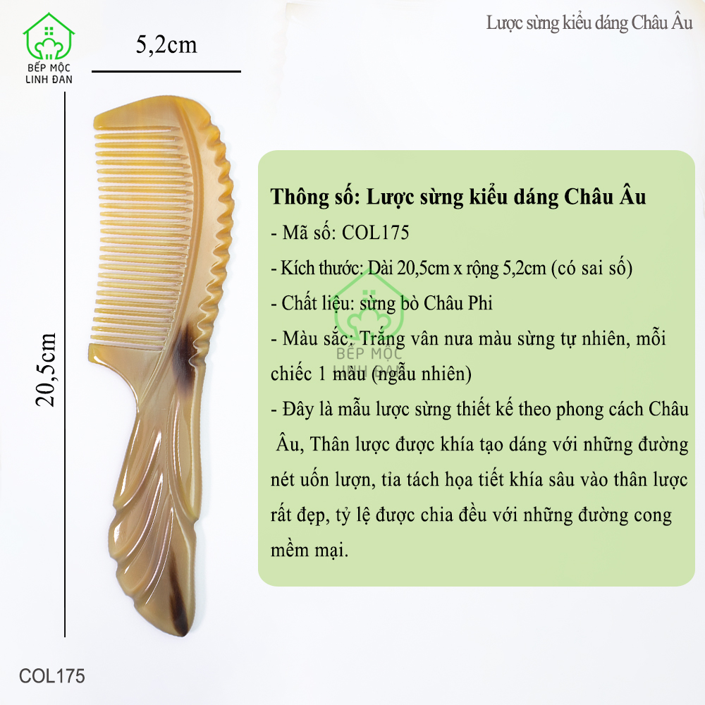 Lược Sừng Xuất Nhật (Size: XL - 20cm) Dáng Lược Châu Âu Cao Cấp [COL175]