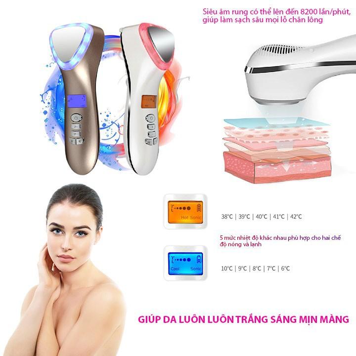 Máy Điện Di Nóng Lạnh Massage Ion Ánh Sáng Sinh Học Trẻ Hóa Da - D002