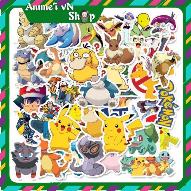 Sticker Pokemon, Pikachu, Dán Nón Bảo Hiêm, Điện Thoại, Laptop, Chống Nước, Chống Bay Màu