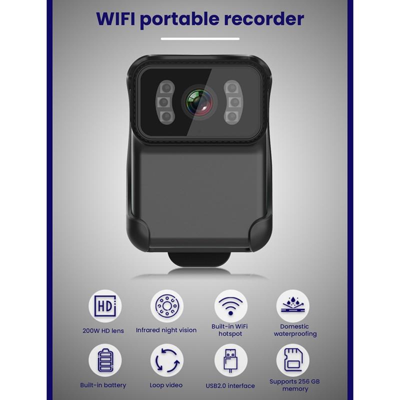 CS02 1080P HD Camera hành động cơ thể di động CS02 Quay lại Camera hành động Máy quay phim Wifi DV Ghi vòng lặp