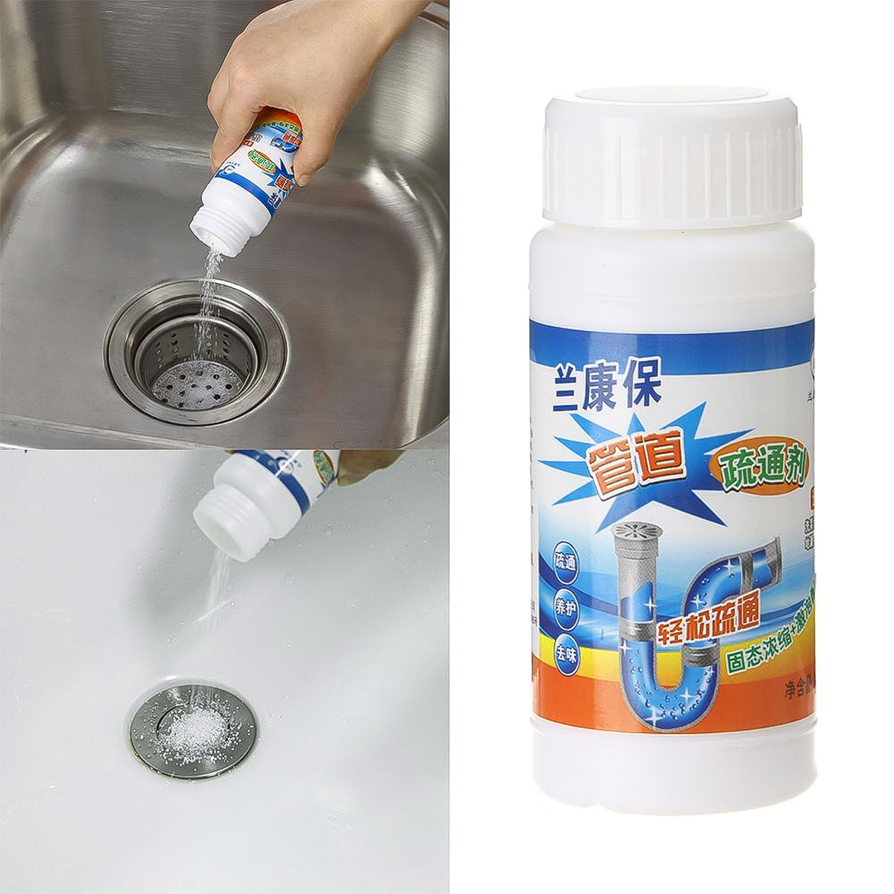 Bột thông cống, thông tắc bồn cầu, bồn rửa bát, lavabo xử lý tắc nghẽn ống thoát nước siêu nhanh siêu mạnh, khử mùi hôi