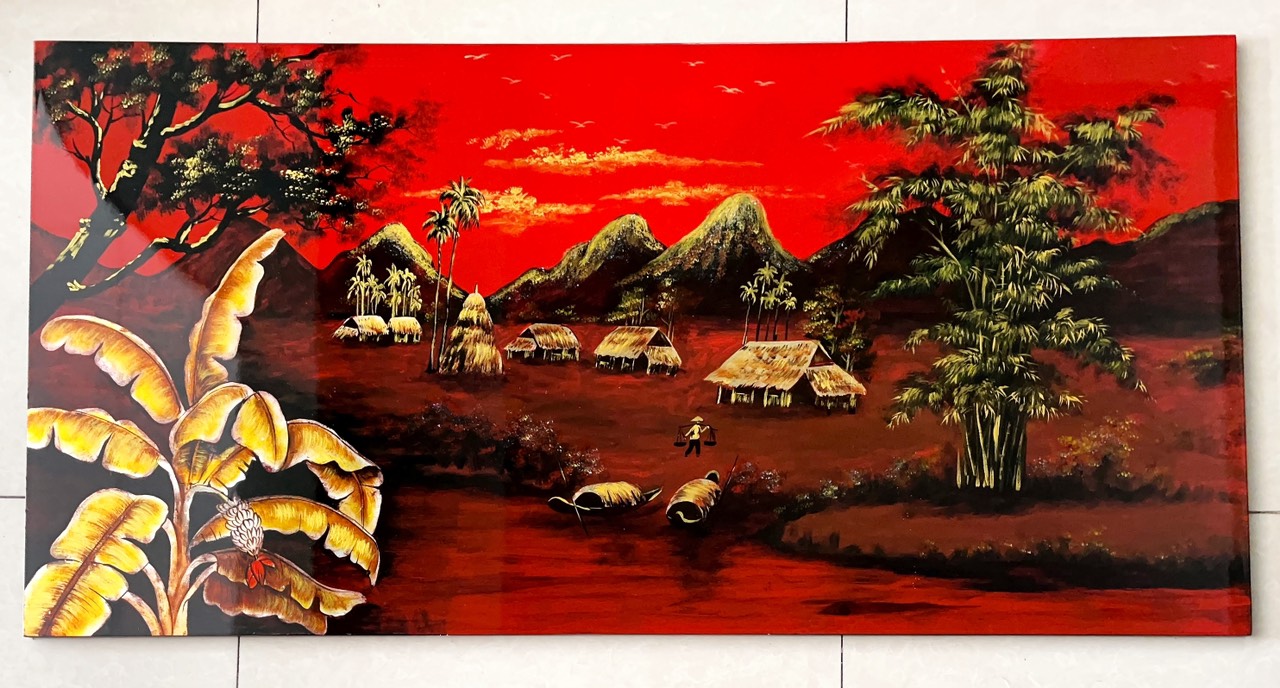 Tranh Sơn Mài - ĐỒNG QUÊ VIỆT NAM | Size 60x120 cm | Mộc Mạc – Bình Yên – Đậm Hồn Dân Tộc