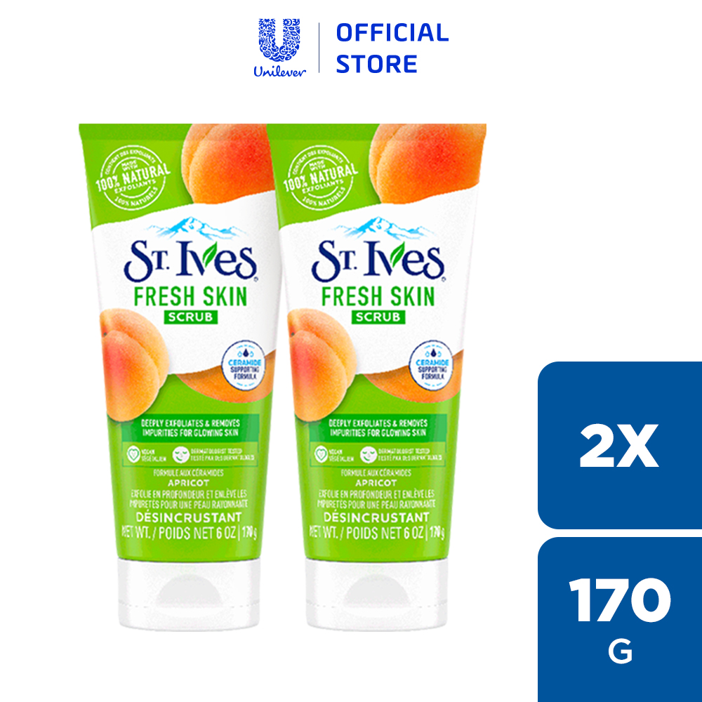 Bộ 2 Sữa rửa mặt tẩy tế bào da chết tươi mát St.Ives Chiết Xuất Trái Mơ 340g