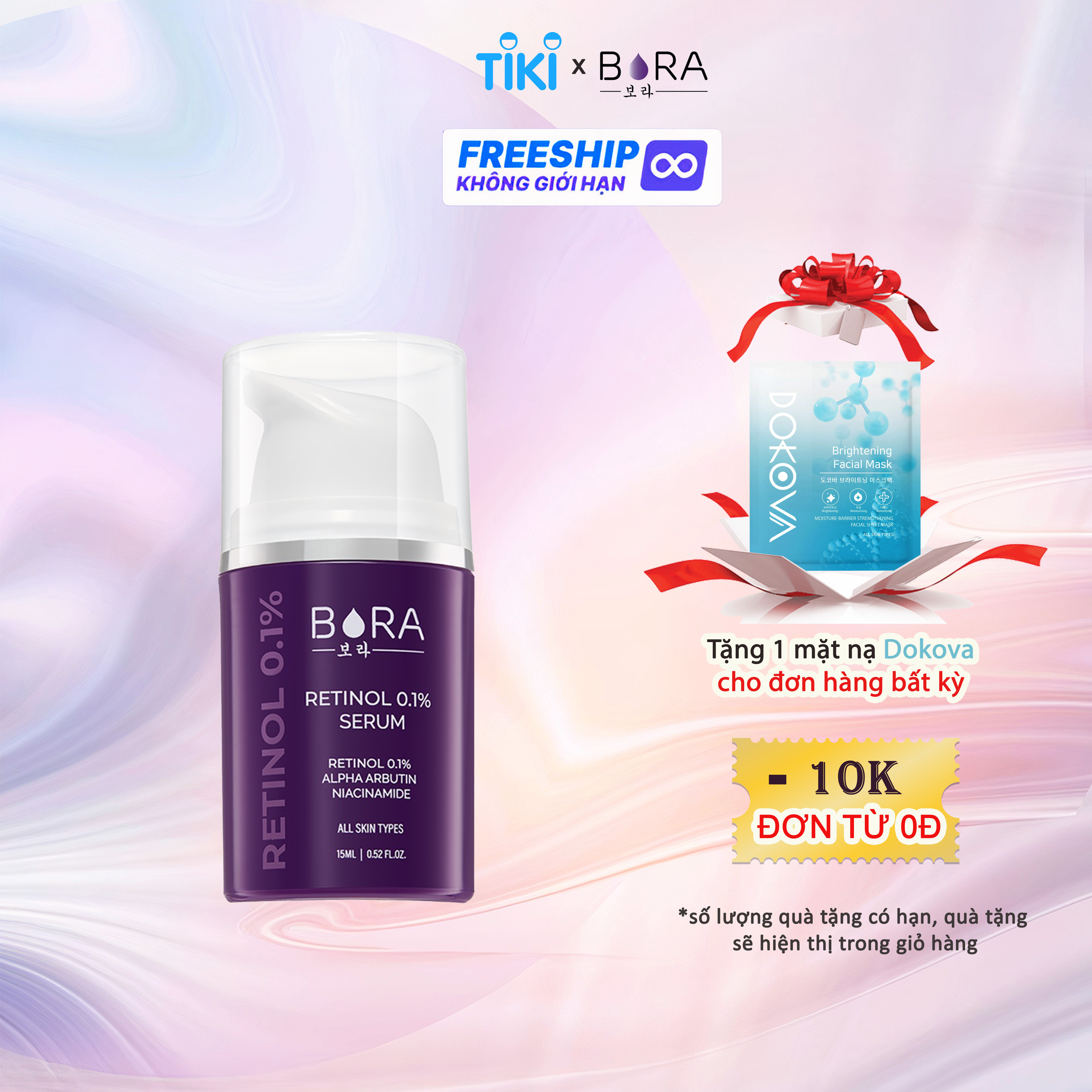 Serum trắng da, nâng cơ và ngăn ngừa lão hóa Bora Retinol 0.1% chai 15ml