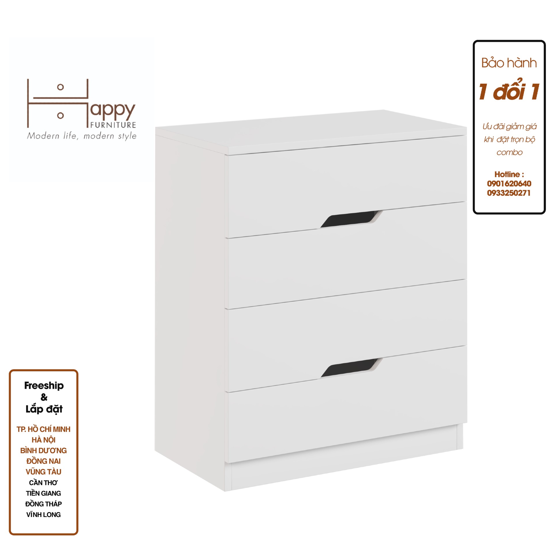 [Happy Home Furniture] DASH , Tủ đựng đồ - 4 ngăn kéo , 60cm x 35cm x 72cm ( DxRxC), THK_055