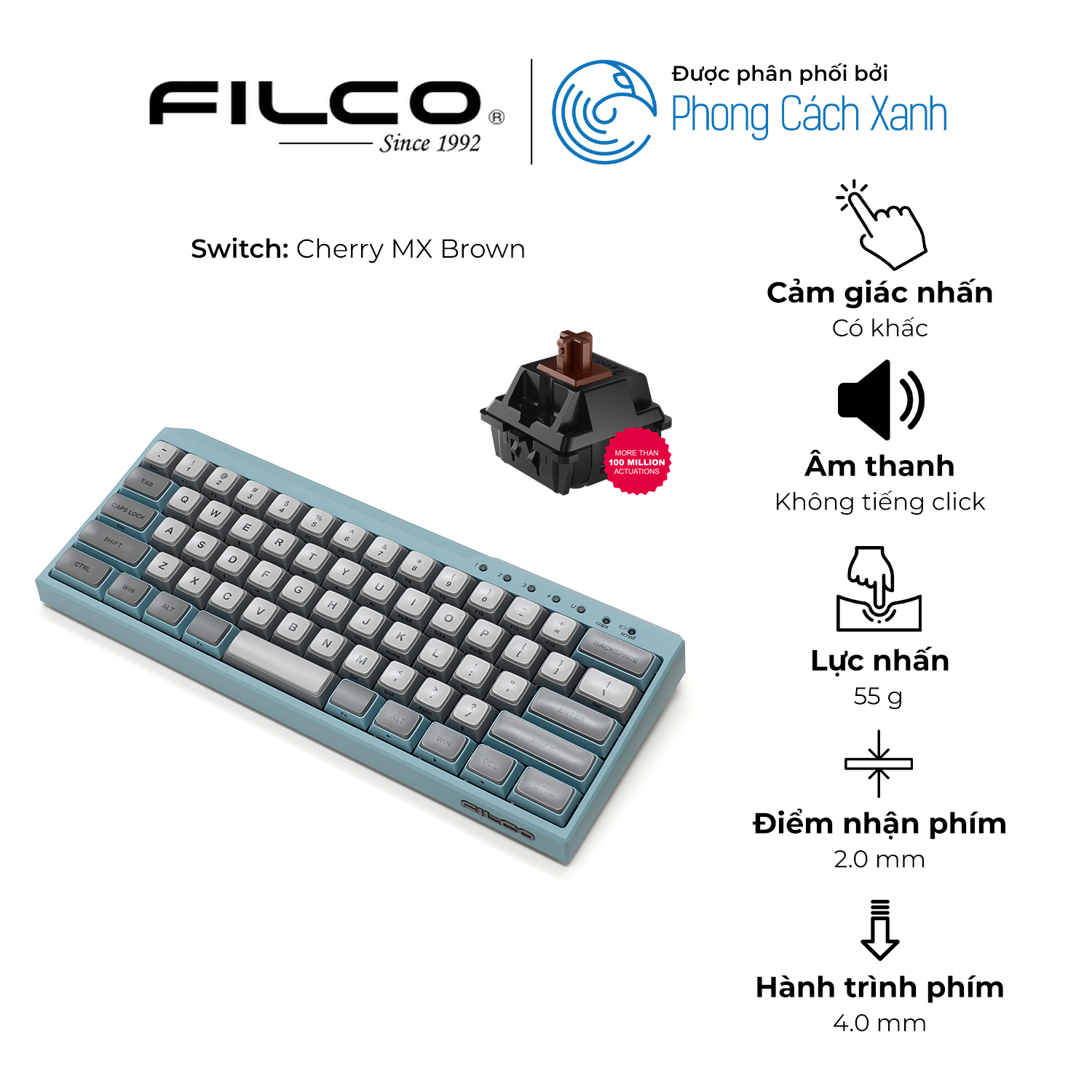 Bàn phím cơ Bluetooth Filco Minila-R Convertible - Hàng chính hãng