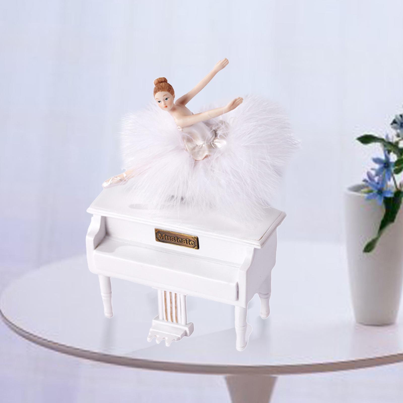 Resin Ballerina Music Box Dancing Girl Figurine Desktop Ornament