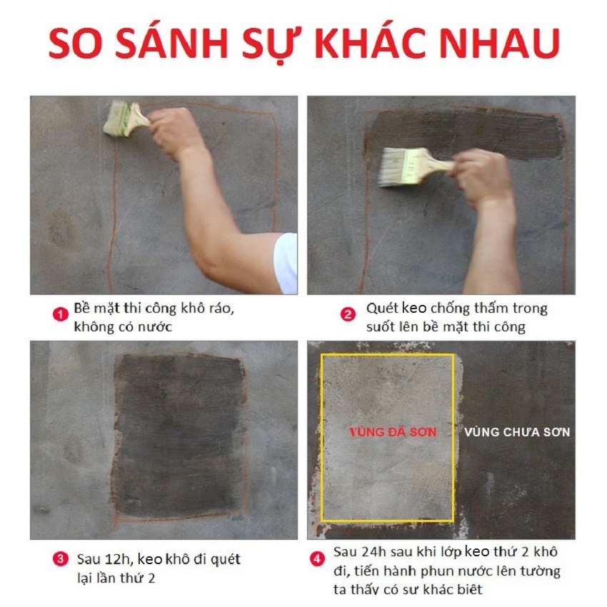 Keo chống thấm trong suốt nhà tắm, nhà vệ sinh. Tặng kèm chổi quét sơn