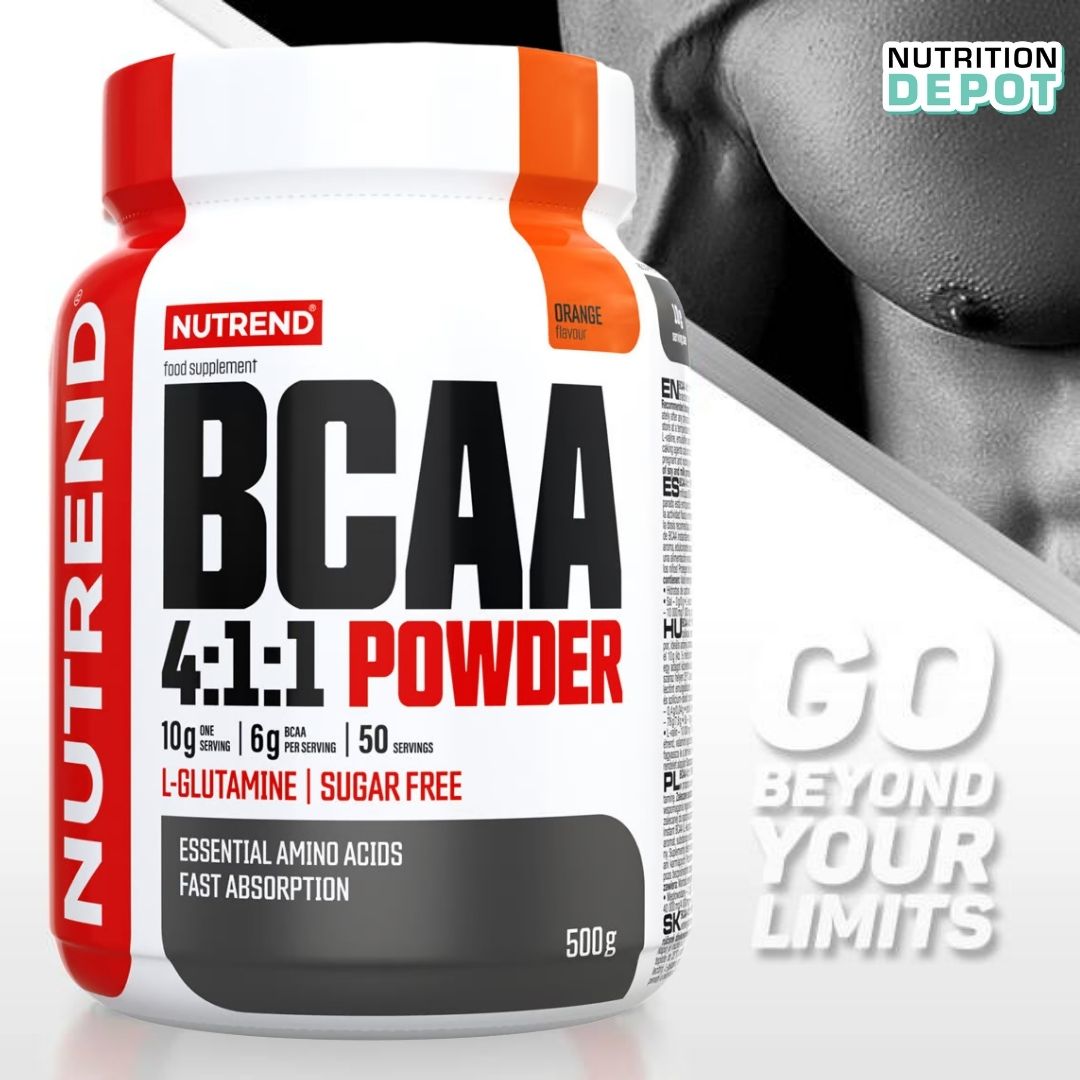 Thực phẩm bổ sung phục hồi cơ bắp Nutrend BCAA 4:1:1 Powder vị Cam (Hộp 500g) - Nutrition Depot Vietnam