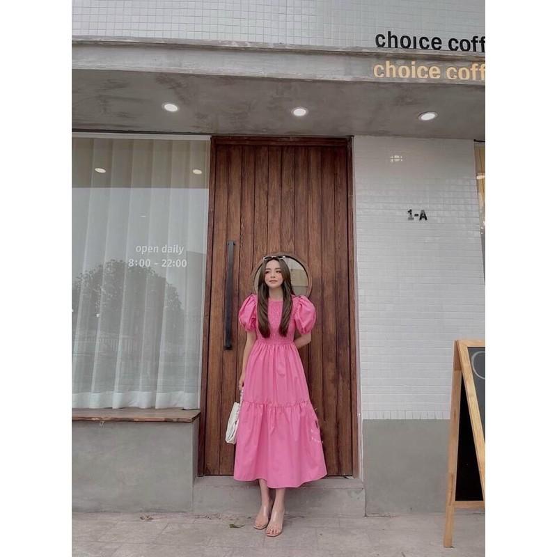 Đầm tay phồng form babydoll trơn
