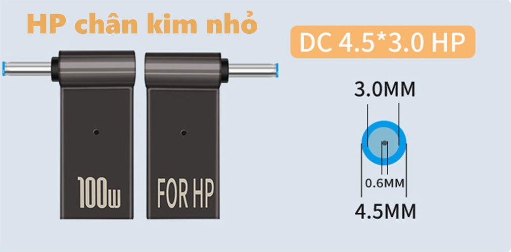 Đầu đổi sạc type-c ra laptop công suất 100w hỗ trợ sạc nhanh